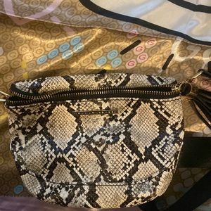 Quay Australia Snake Print Waist Bag with Black Tassel